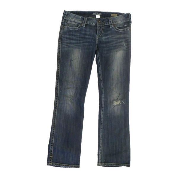 Silver Jeans McKenzie Slim Bootcut Distressed Blue Womens Size 30 - Picture 1 of 4